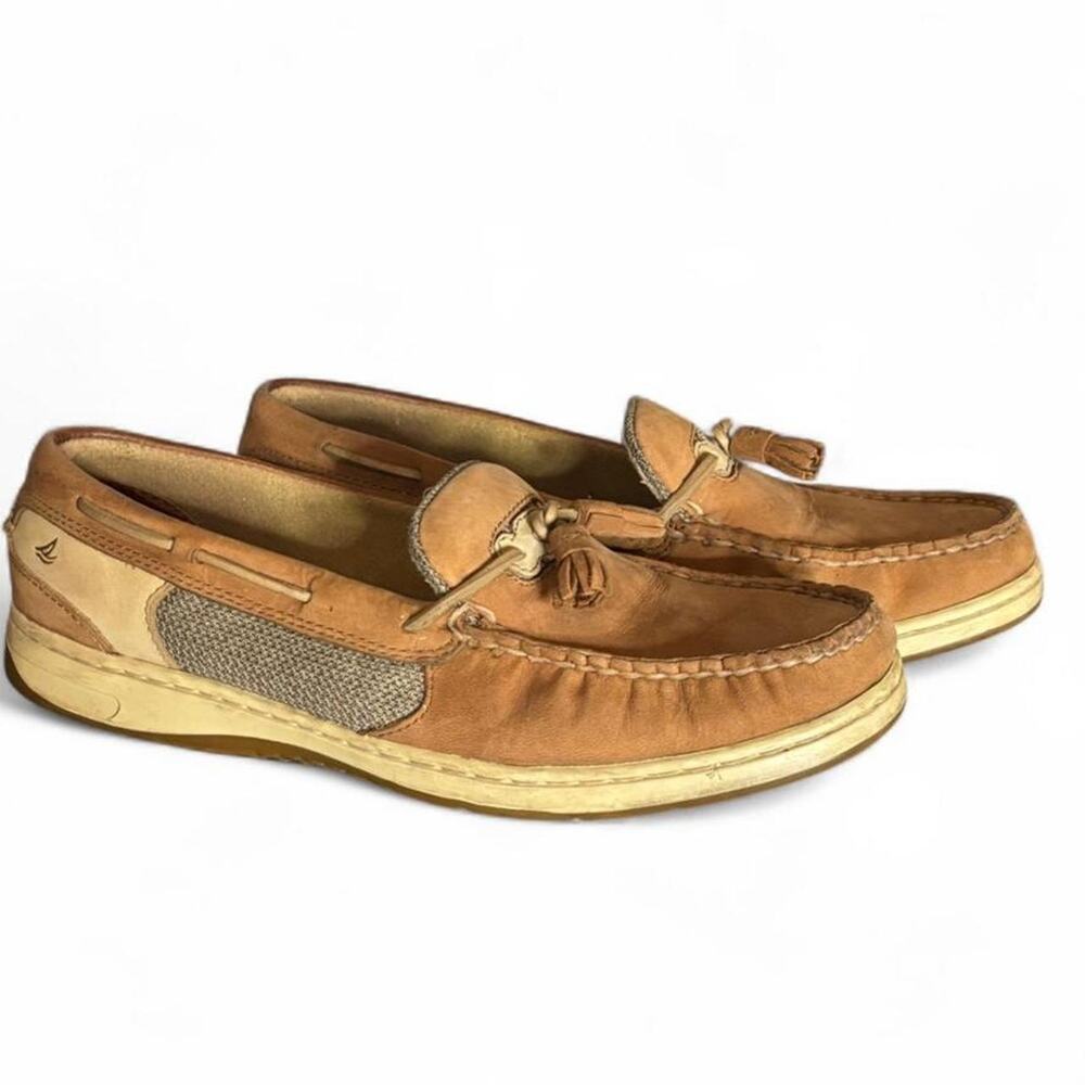 Sperry Top-Sider Womens Tassel Boat Shoes Tan Leather Mesh Loafers Size 8M